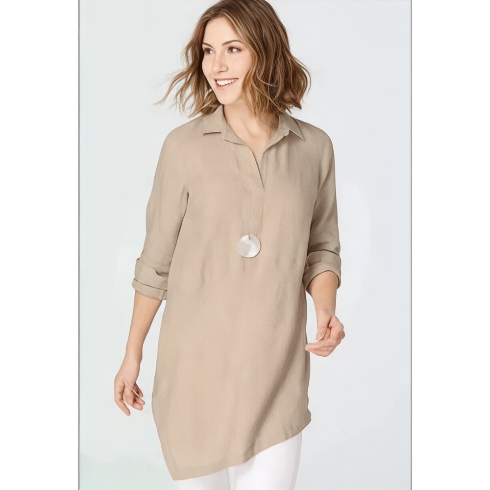 J. Jill Beige Linen Tunic Top - Picture 2 of 9